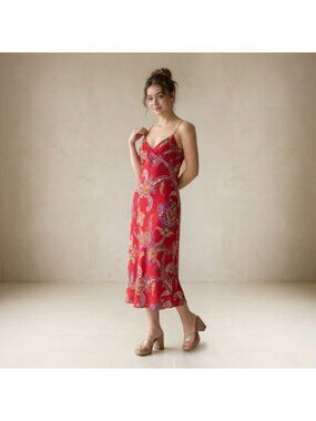 Vintage Arden B Y2K Coquette Paisley Slip Dress Red Purple Small